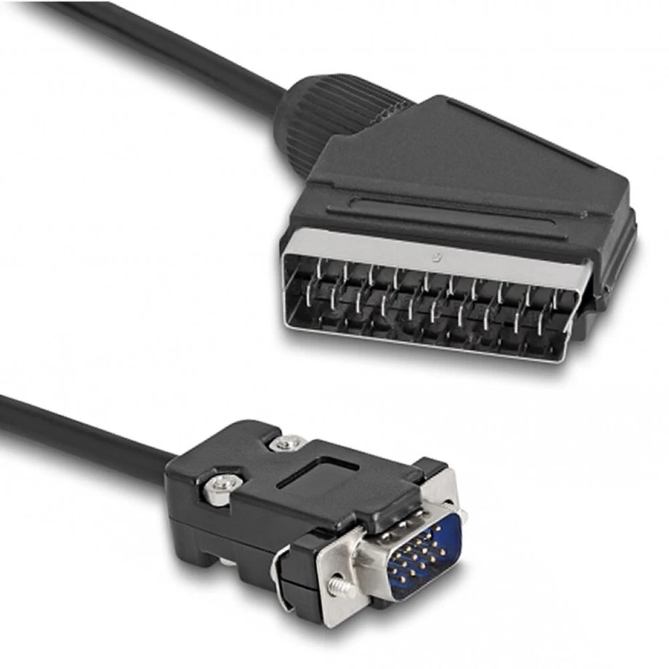SCART Cable to SVGA VGA 15 PIN HD PLUG Lead 1.5M UK - Image 1 of 4