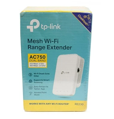 New TP-Link RE230 Mesh Wi-Fi Range Extender AC750 Dual Band  - Image 1 of 4