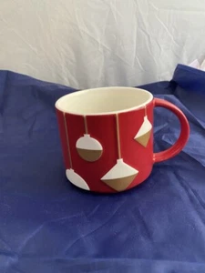 STARBUCKS CHRISTMAS ORNAMENT New Bone China Coffee Mug RED, GOLD, WHITE - Picture 1 of 5