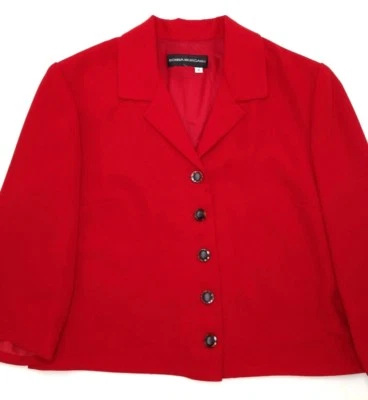$160 Donna Morgan Women'S Red Five-Button Crepe Blazer Lined Suit Jacket Size 10 - Image 1 of 3