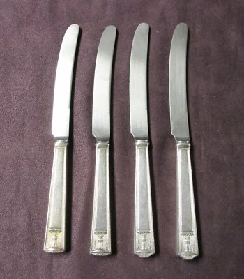 Cuchillos de desayuno CENTURY 4 mango hueco 1923 antiguos plateados sin monogramas  Foto 1 de 4