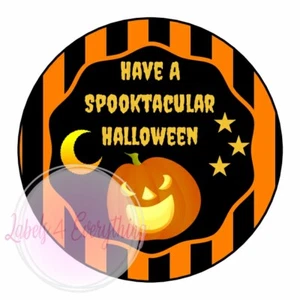 Halloween Stickers Labels Seals Gift Tags Round Spooky Pumpkin Ghoul Treats - Picture 1 of 1