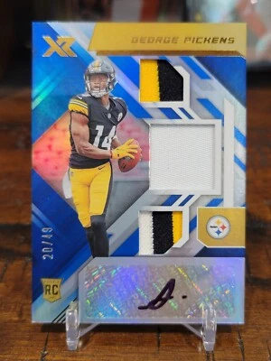 2022 Panini XR George Pickens RC TRIPLE SWATCH AUTO RPA #'d /49 3-Color Patch - Image 1 of 2