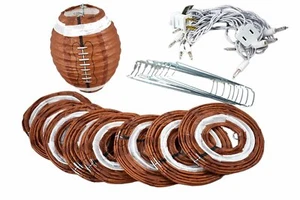 Football Sport Paper Lantern Party String Lights (4" Lanterns, 8FT Black Cord) - Picture 1 of 3