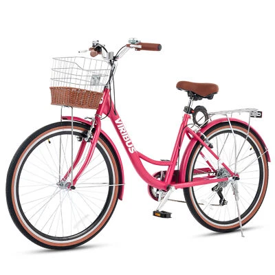 VIRIBUS Women's Bike 24Inch/26 Inch Beach & City Cruiser Bicycle with 7 Speed - Image 1 of 4