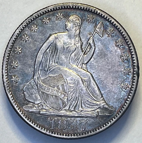 1847-P Seated Liberty Half Dollar - Nice Philadelphia 50C; High Grade w/ Toning! Cover