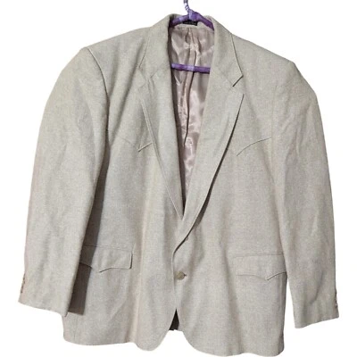 Vintage Circle S Dallas Mens Blazer Texas Tan Tweed Blend Western Jacket 50R - Image 1 of 4