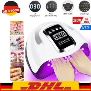 280W LED UV Nagellampe Lichter Trockner Lampe 240V 66LED Nail Art Gel Dryer DE - Bild 1 von 12