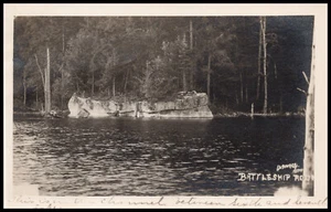 Inlet, New York,  Adirondacks,  Battleship Rock,  btwn 6th and 7th Lakes,  RPPC - Picture 1 of 4