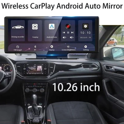 Dash Cam 10.26" 4K Wireless CarPlay Android Auto Mirror Link Cast WiFi Bluetooth - Image 1 of 4