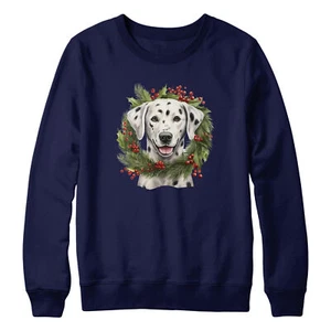 Christmas Dalmation Jumper For Kids Dalmatian Wreath Sweatshirt Dog Owner Fun... - Picture 1 of 11