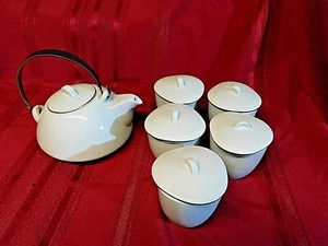 Juego de té/saqui MCM Kokura Ware Toyo Toki Kaisha olla verde menta 5 tazas con tapa Japón - Imagen 1 de 6