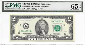 2013* San Francisco $2 FRN STAR (L* Block) PMG 65 EPQ Gem Uncirculated - Picture 1 of 24