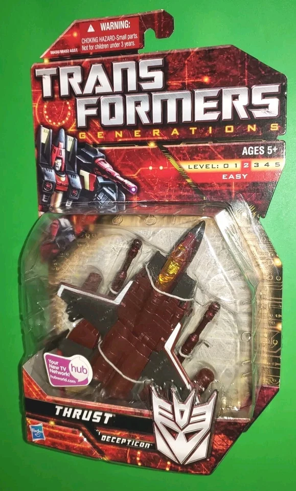 Hasbro Year 2009 Transformers Generations Series Deluxe Class 6 Inch Tall Robot - Decepticon THRUST with Twin Cannon Missile Launchers with 2 Missiles Vehicle Mode: Fighter Jet Action Figure