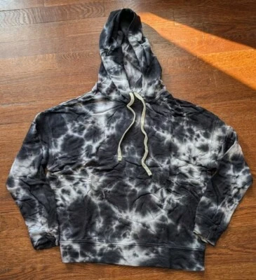 NEW Sundry Women’s Hoodie Black White Tie Dye Size 1 (S) MSRP $128 Anthropologie - Image 1 of 4