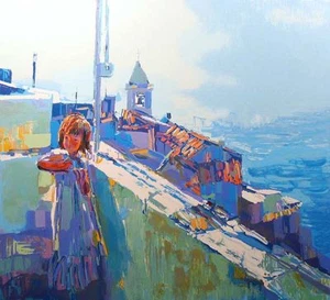 Nicola Simbari Jennifer SN serigrafía Italia niña junto al mar FIRMADO A MANO EDICIÓN LIMITADA - Imagen 1 de 4