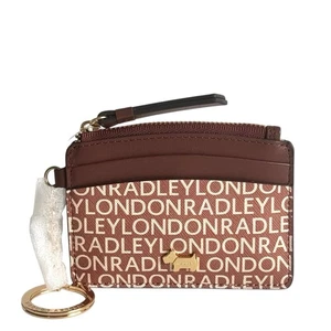 Radley Coin Purse Small Brown Card Purse With Keyring - Shepherdess Walk Logo  - Picture 1 of 4
