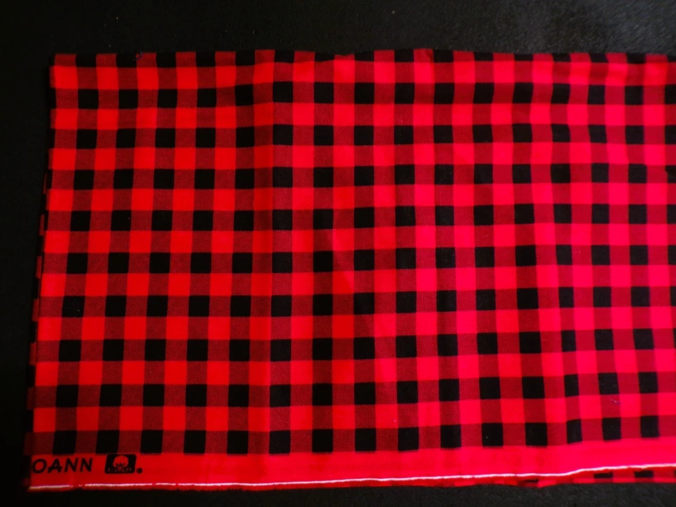 1yd Red & Black Buffalo Plaid Check Country Farm Christmas Fabric - Image 1 of 1