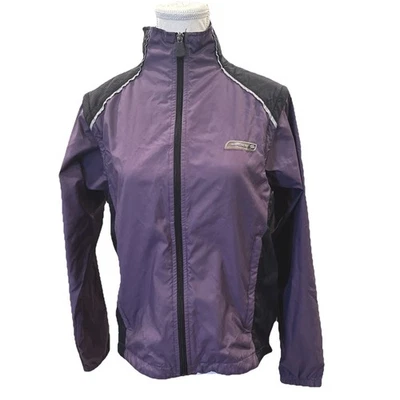 Sugoi Women's Full Zip Cycling Lightweight Jacket Purple Black Sz S Logo Pockets - Image 1 of 4