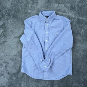 Ralph Lauren Shirt Boys Large Long Sleeve Button Up Blue - Picture 1 of 9