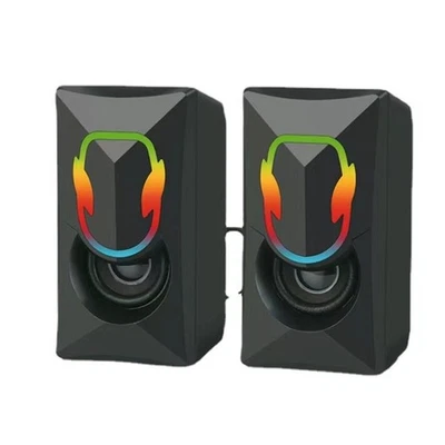 Desktop Corded Computer Speaker Laptops USB Mini Subwoofer RGB Light Loudspeaker - Image 1 of 4