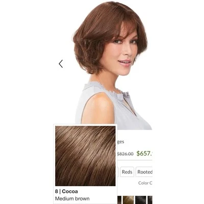 easiPart FRENCH 8" Jon Renau REMYHUMAN HAIR WIG Topper Cocoa/Medium Brown 739/8 - Image 1 of 4