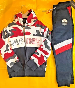 New  Boys 2pc Multi-color Tommy Hilfiger  Zip Hoodie Sweatsuit  Size 6 - Picture 1 of 7