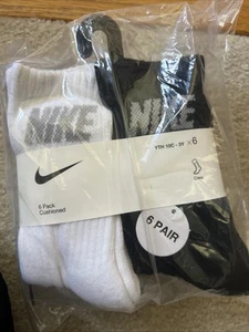 NIKE Boys Socks Crew Cushioned School Everyday 6 Pair Shoe Size 10C-3Y - Picture 1 of 1