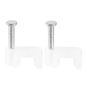 200pcs Flat Cable Clip Nail Coaxial Tacks Wire Clips 6mm White - Zdjęcie 1 z 3