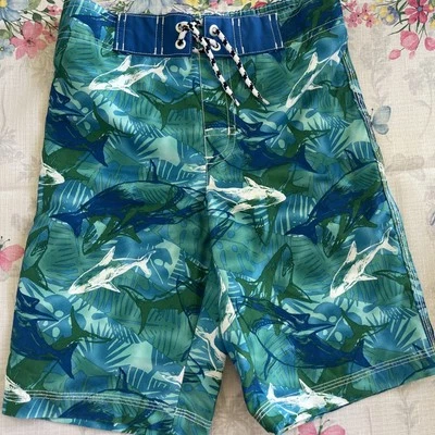 GYMBOREE SWIM TRUNKS/Shorts  BLUE GREEN Boys M (7-8) - Image 1 of 3