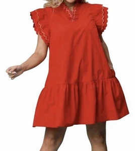 Umgee rotes Kleid mit Rüschen und gewellten Ärmeln Plus 2XL - Bild 1 von 4