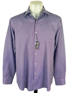BOSS HUGO BOSS Mens Purple LUXURY L/S DRESS SHIRT 2-Ply Cotton - XL - 52" - £129 - Picture 1 of 14