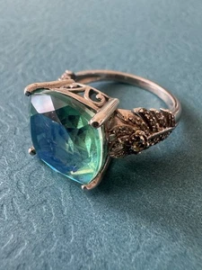 Vintage D Joy .925 Sterling Silver Emerald and Moissanite Ring - Picture 1 of 13