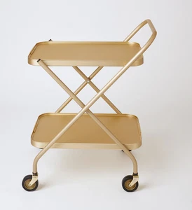 Kaymet Gold Folding 2-Tier Drinks Trolley UK Made New - Picture 1 of 3