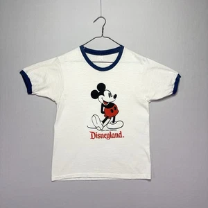 VTG 80s Disneyland Mickey Mouse Shirt - White - Ringer Tee - Mens MEDIUM - Picture 1 of 4