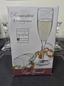 Luigi Bormioli Italy Romantica Champagne Flutes Set Of 4 New In Box - Picture 1 of 6