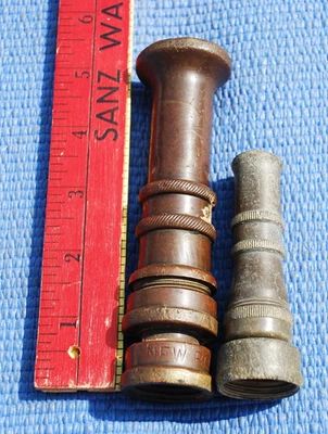 Vintage Large NEW BOSTON Heavy Duty Brass Water Hose Nozzle Made in USA 5" + 3.5 - Imagem 1 de 4