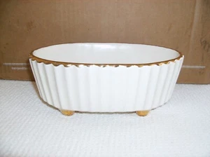 Vtg Hull USA F-39 Oval Ribbed Planter 23k Gold Trim - Picture 1 of 8