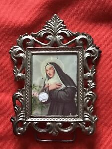 Ancient relic of Saint Rita ex indumentis from the clothes 1960th Rome Italy
