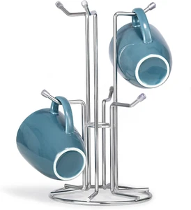 Mug Tree For Large Mugs Counter Coffee Mug Holder With 6 Hooks Metal Standing Co - Picture 1 of 12
