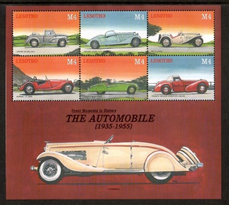 Lesotho 2000 - Classic Cars - Sheet Of 6 stamps - Scott #1252 - MNH - Image 1 of 1