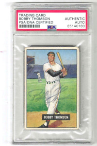 BOBBY THOMSON Signed 1951 Bowman Baseball Card-NEW YORK GIANTS-PSA slabbed