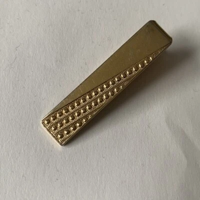 Anson Vintage Tie Bar Clip Gold Tone Embossed Textured MCM Mid Century Modern - Image 1 of 3