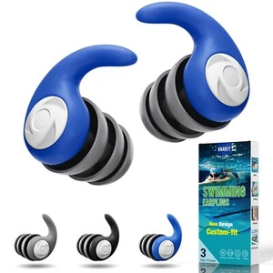 Waterproof Swimming Ear Plugs - Reusable Soft Silicone Earplugs for Adults Po... - Picture 1 of 6