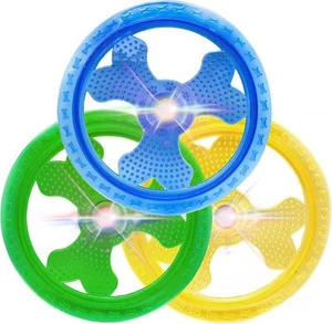 New LIGHT UP Flying Discs Flashing Waterproof Outdoor Interactive Rubber Dog Toy - Picture 1 of 22