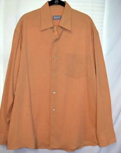 Vtg Hugo Boss Sport Fawn Crinkle Cotton Long Sleeve Button Down Men's Shirt-L - Picture 1 of 8