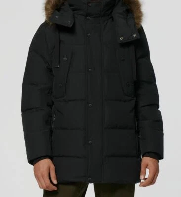 $395 Marc New York Para hombres Negro Sólido Gattaca Plumón Parka Chaqueta Talla Pequeña Foto 1 de 2