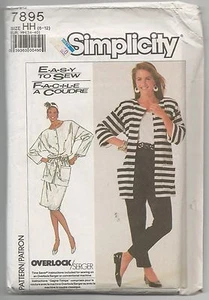 Pantalones Pull-on Sin Cortar Simplicity 7895 Misses Falda Chaqueta Patrón Talla 6-12 De Colección Años 80 - Imagen 1 de 2