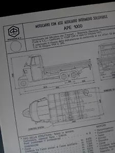 Piaggio Ape 1000 Motocarro Homologation Sheet 1977 Fmi Asi Diagram - Picture 1 of 5