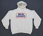 Rare Vintage Anheuser Busch Bud Light Pullover Hoodie Sweatshirt 90S Beer Gray L